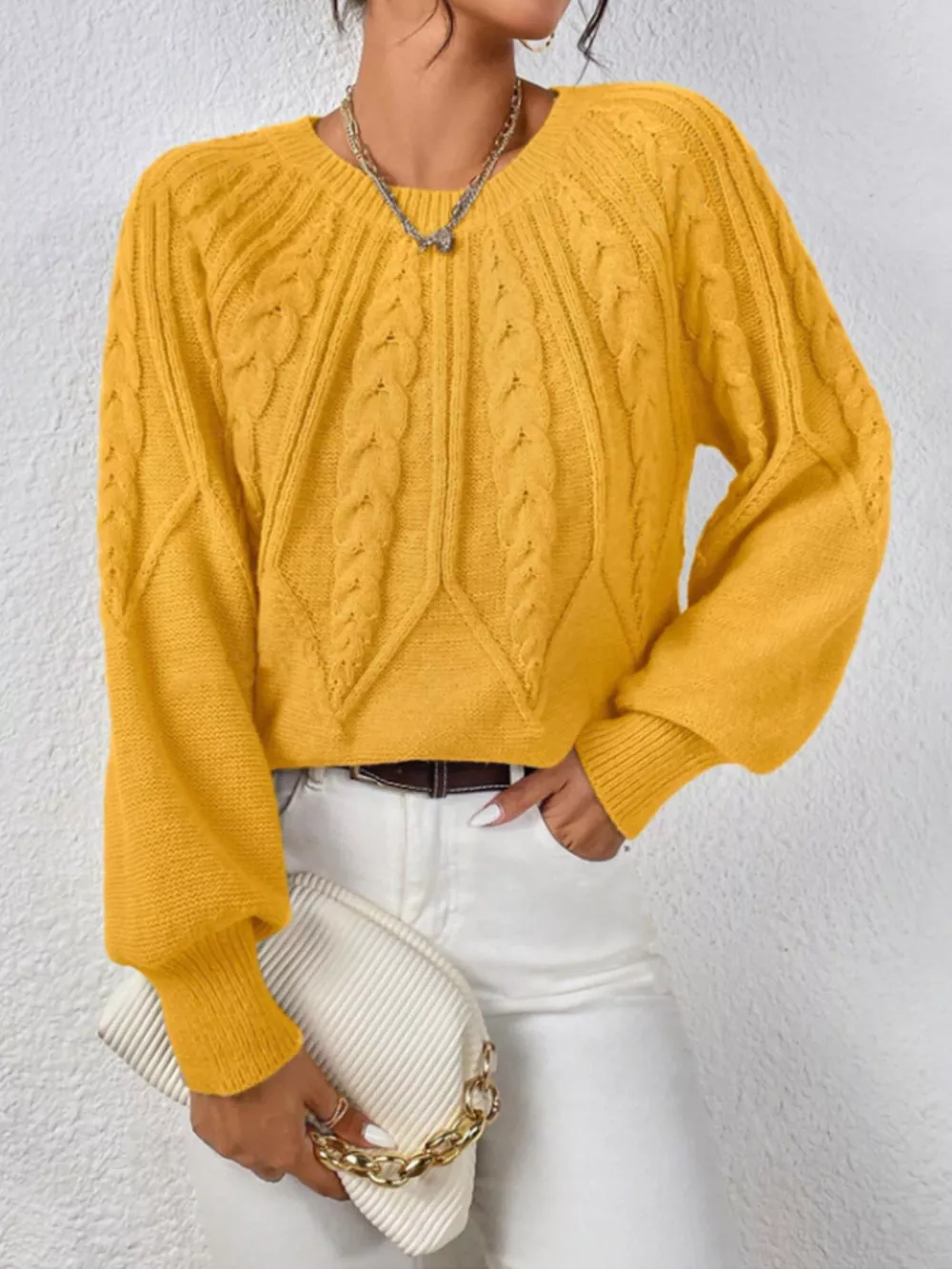 Cable Knit Long Sleeve Sweater, image 27