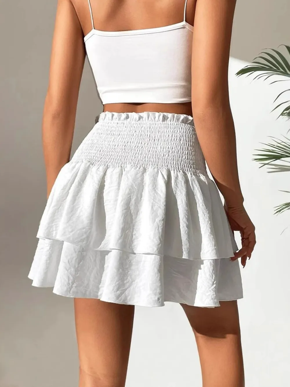 Smocked Layered Mini Skirt, image 7