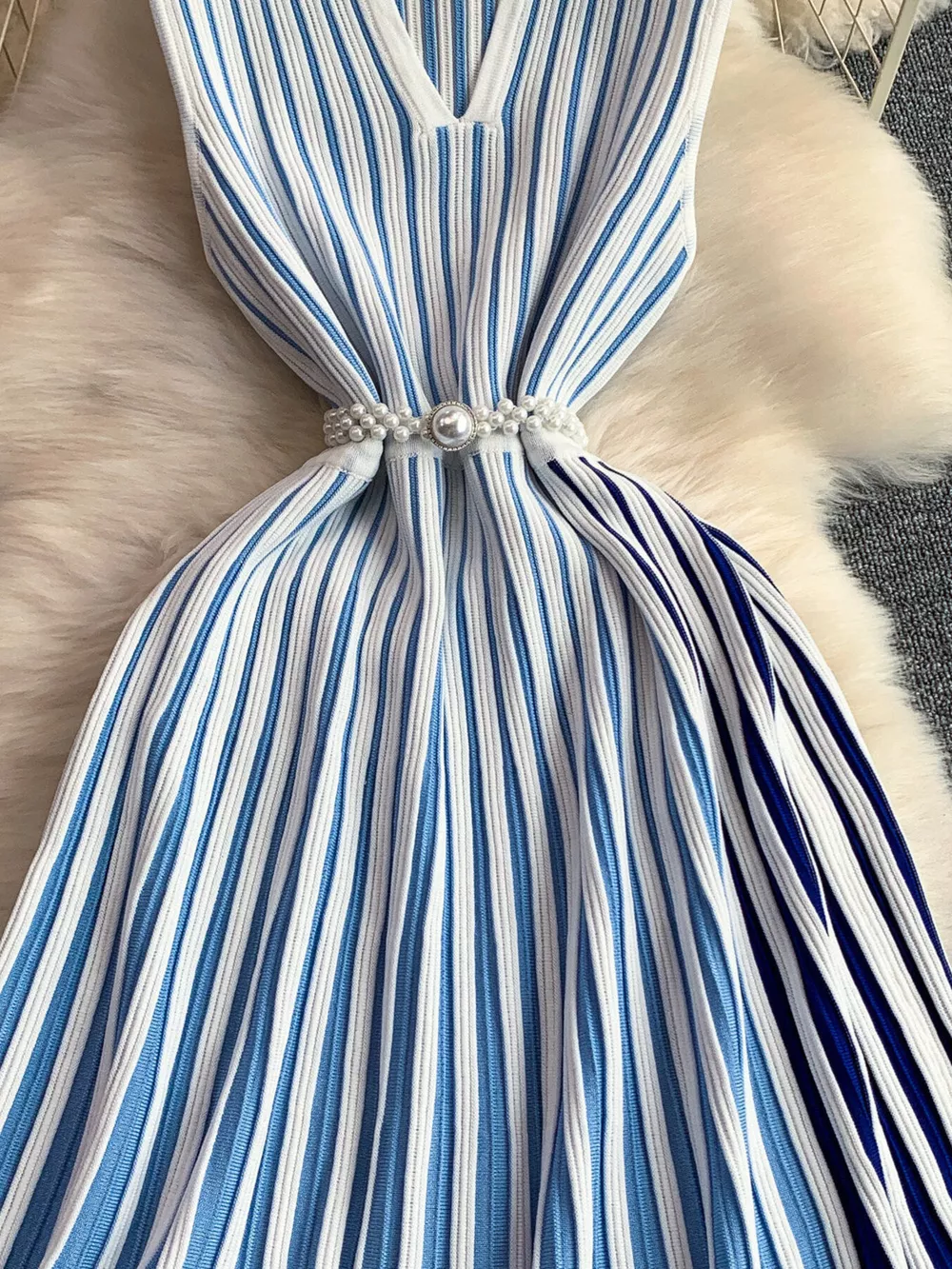 Striped Sleeveless Midi Dress, image 5