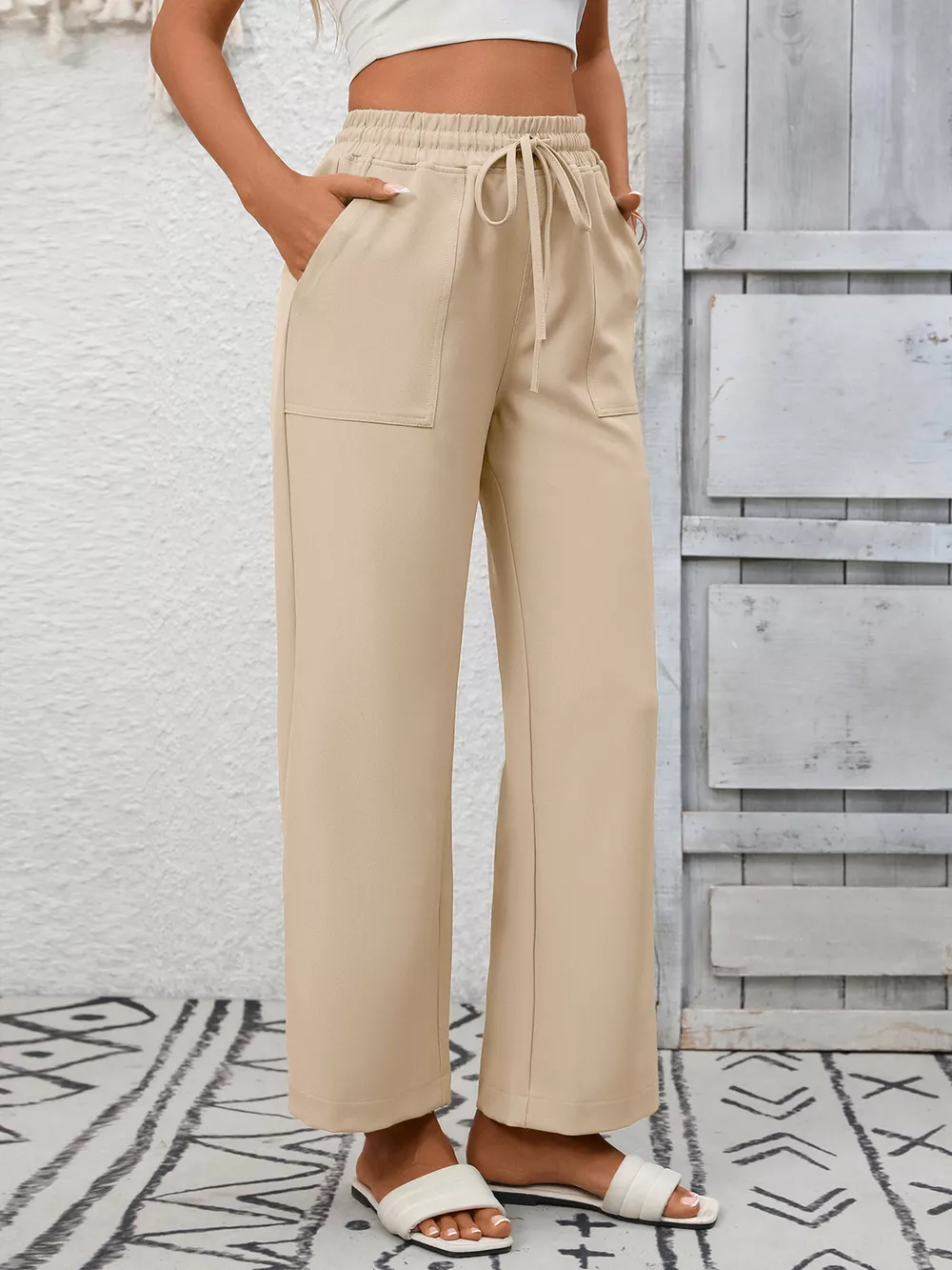 Casual Drawstring Wide Leg Pants, image 11