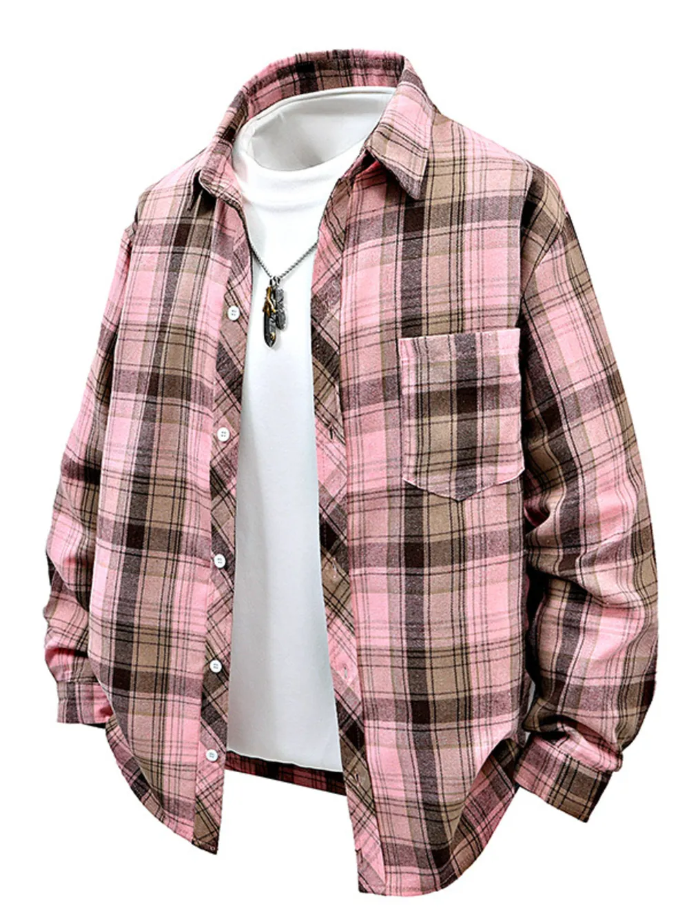 Men's Full Size Plaid Button Up Shirt Plus Size, image 4