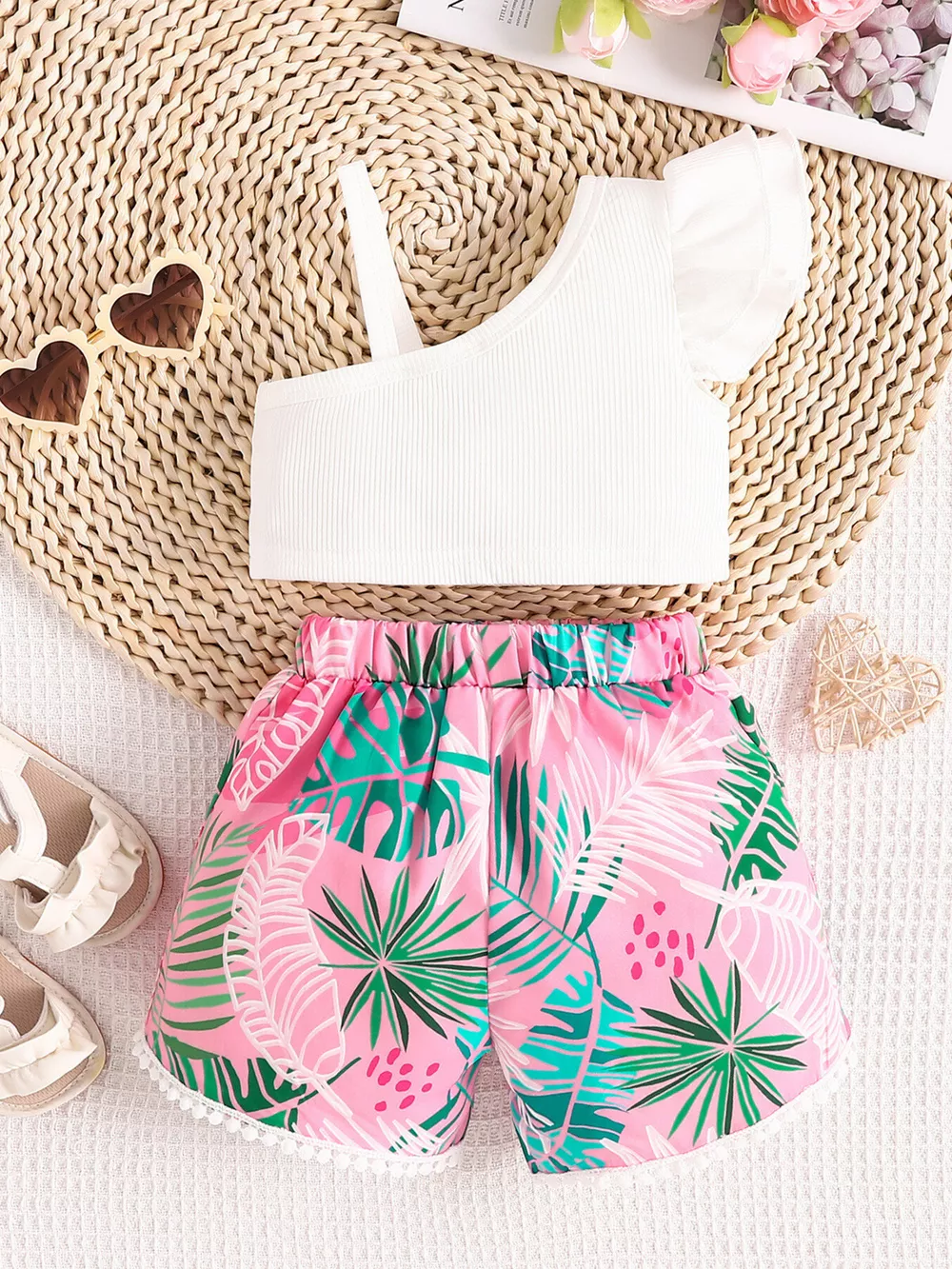 Children's Asymmetrical Neck Top & Shorts Set, image 16