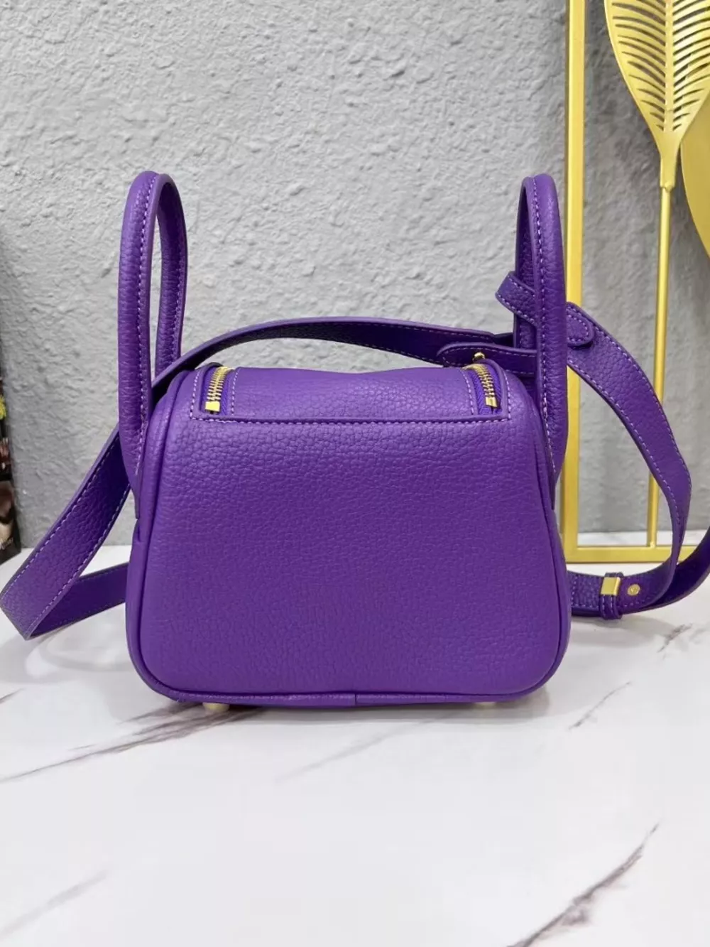 Gold-Tone Hardware Leather Crossbody Bag, image 19