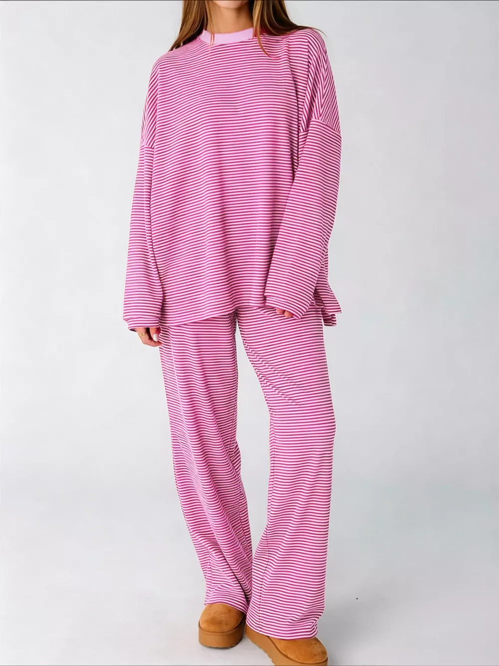 Striped Long Sleeve Top and Pants Set