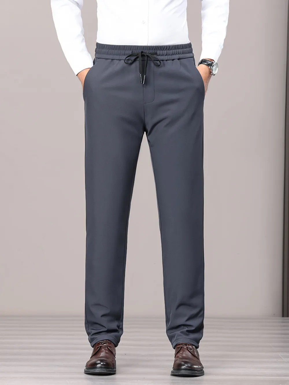 Men's Plus Size Casual Drawstring Elastic Waist Pants, image 2