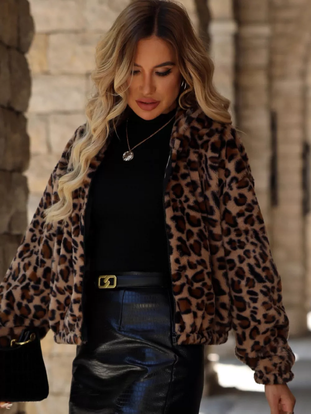 Leopard Zip Up Hooded Outerwear, image 4