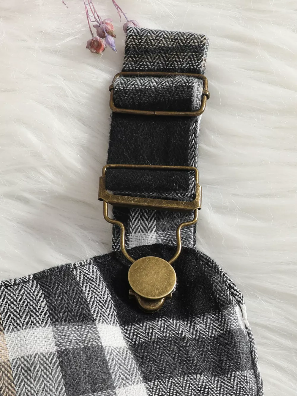 Children's Plaid Suspender Skirt Set with Ribbed Long Sleeve Top, image 8