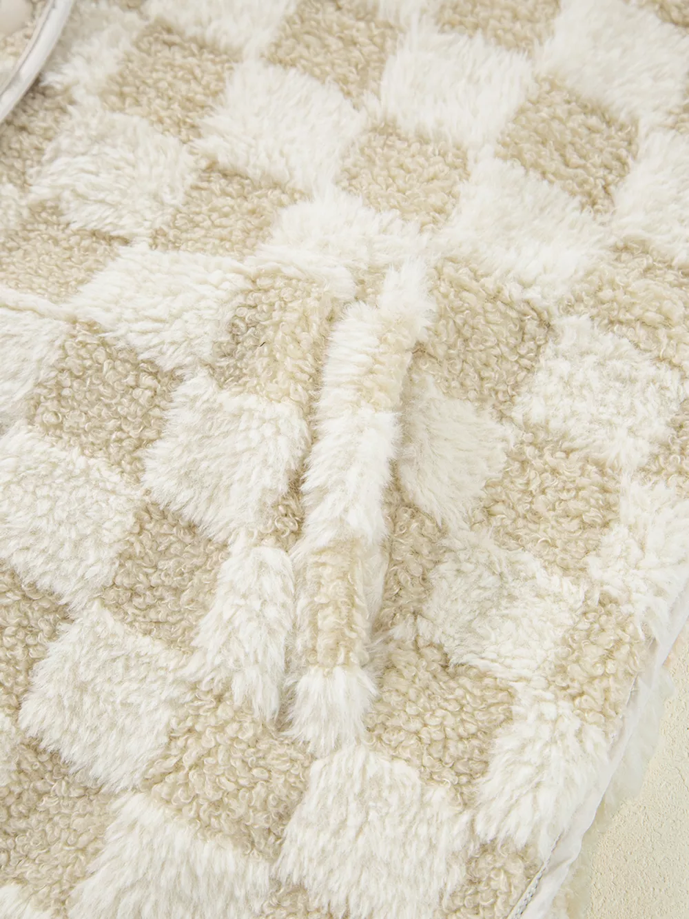 Sherpa Checkerboard Snap Button Vest Coat with Pocket, image 10