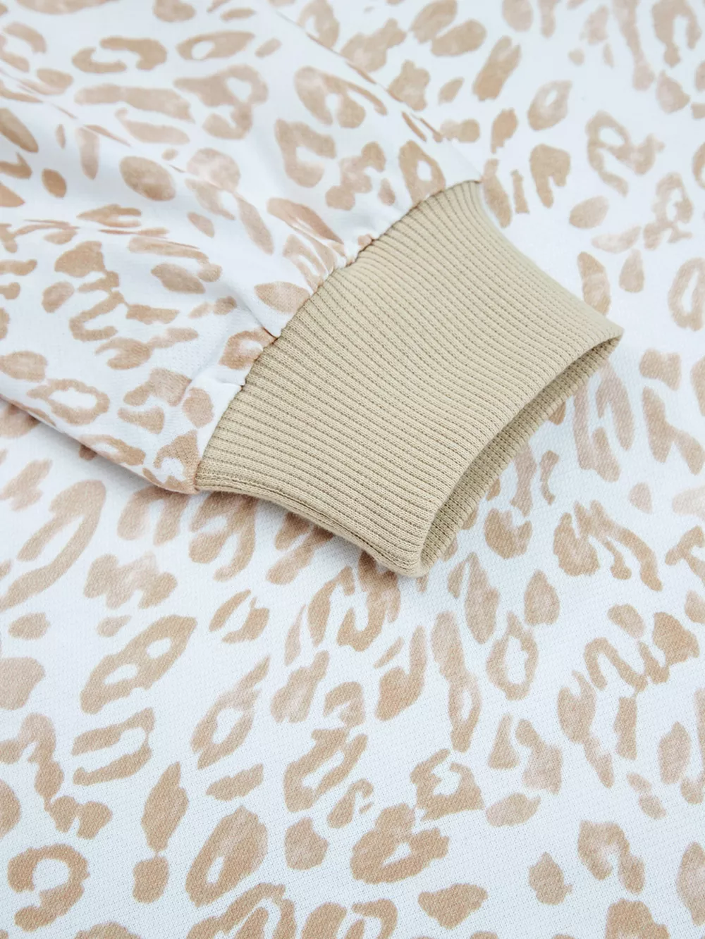 Leopard Ruffle Detail Ribbed Trim Round Neck Sweatshirt, image 12