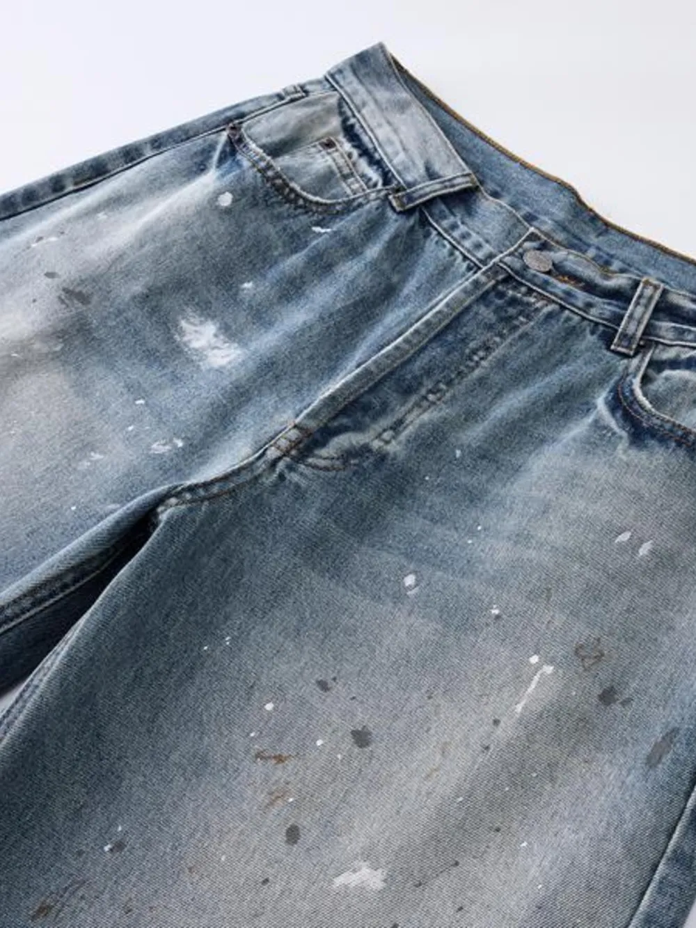 Men's Distressed Button Fly Wide Leg Jeans, image 4