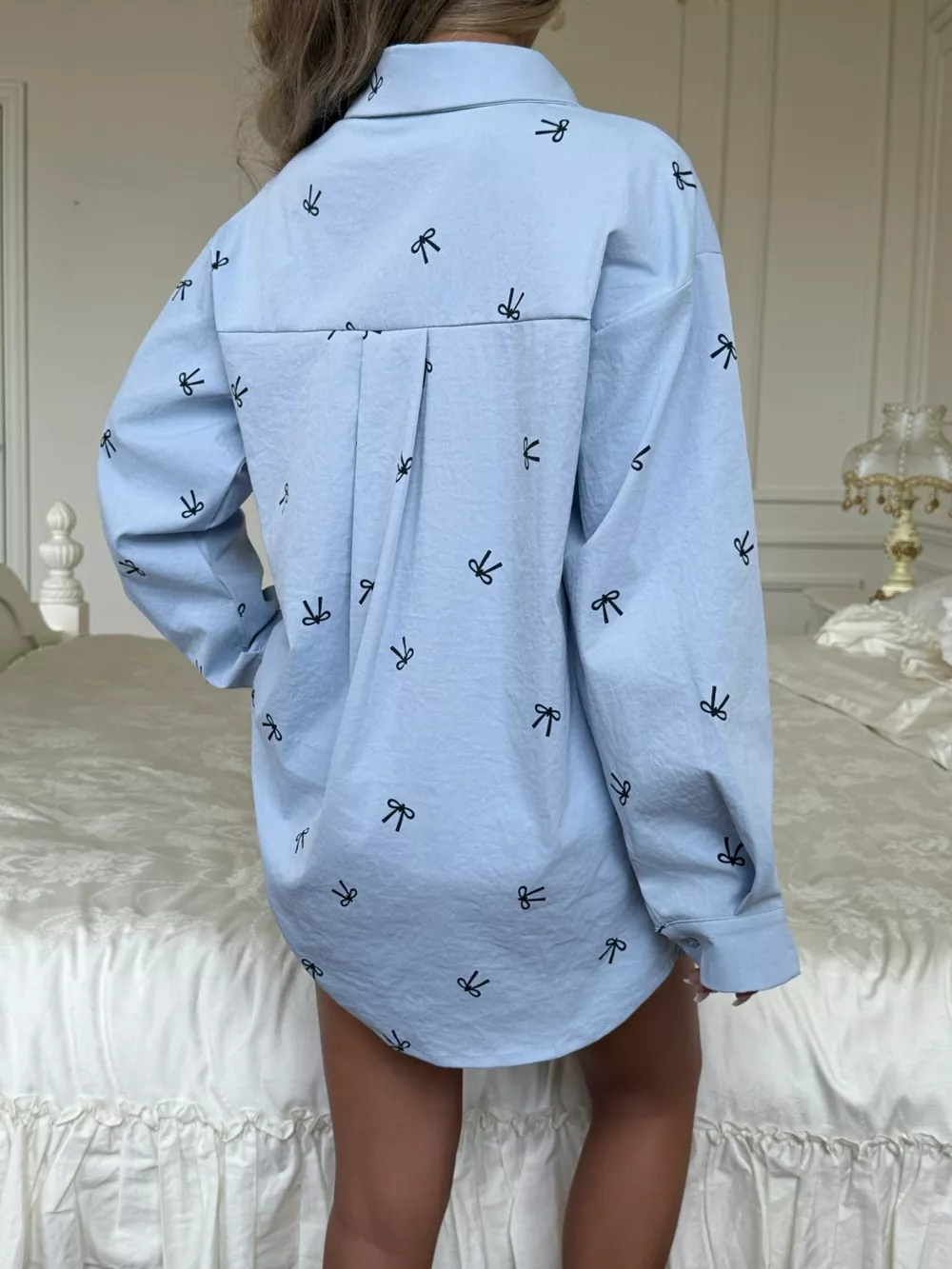 Bow Print Long Sleeve Shirt, image 5