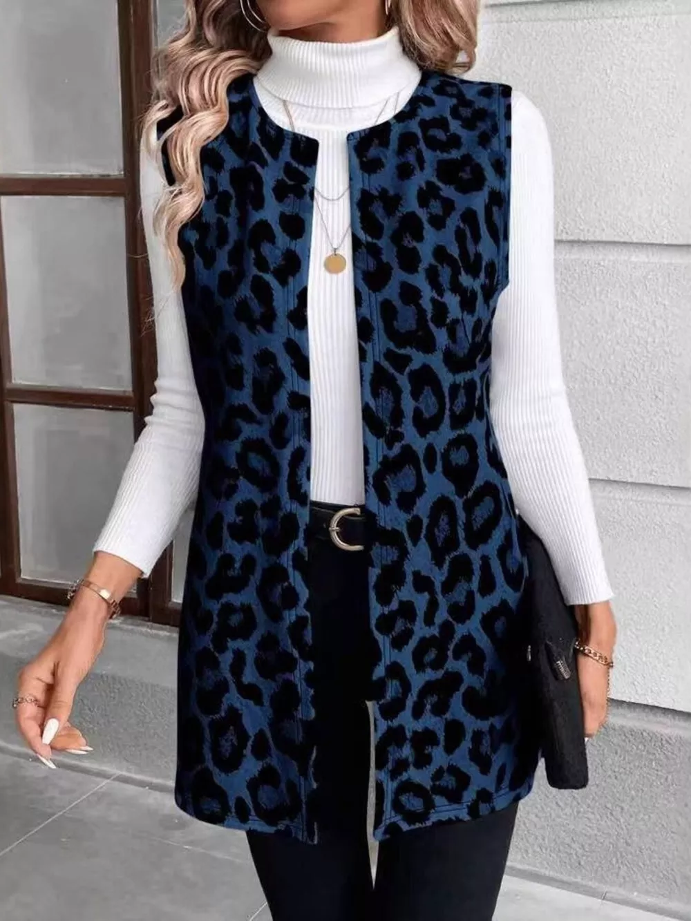 Sleeveless Leopard Print Vest Coat, image 4