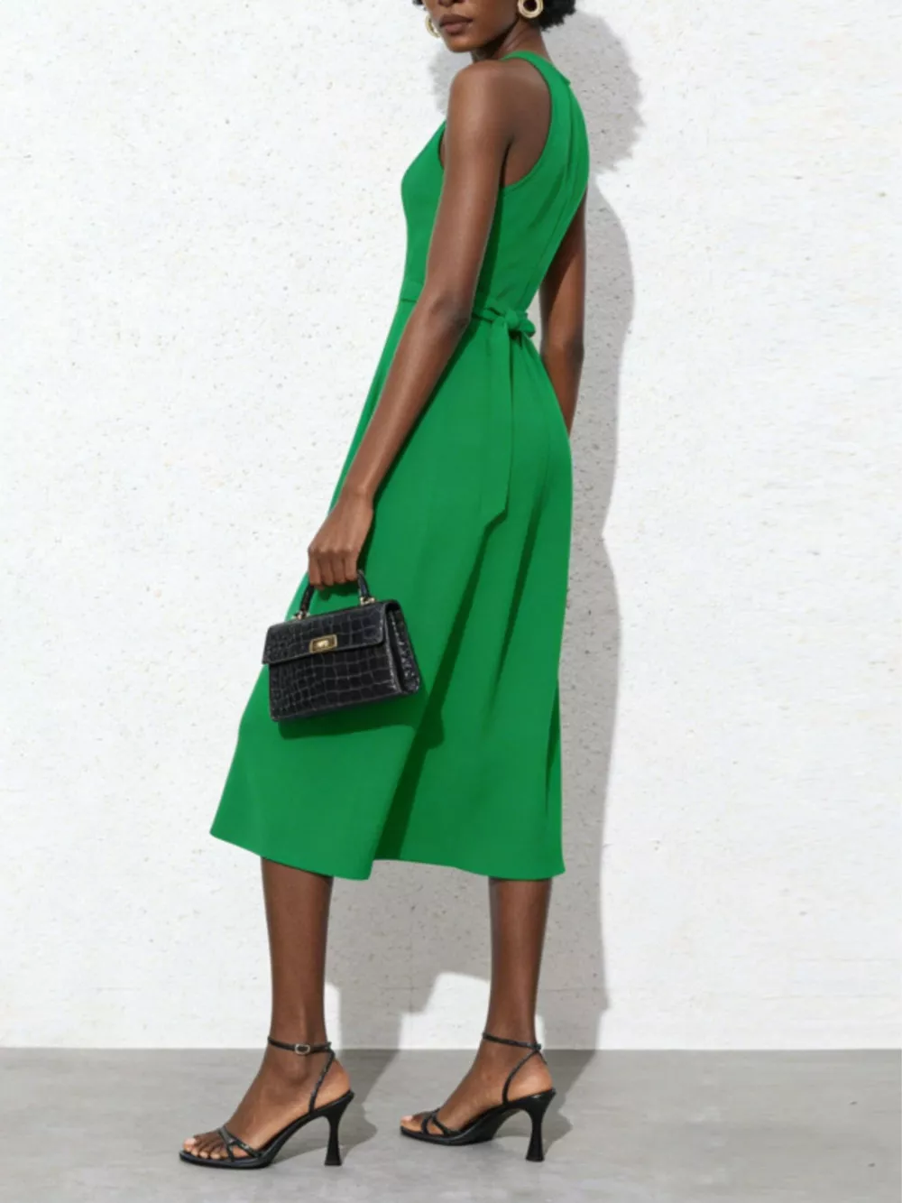Sleeveless Tie Waist Midi Dress, image 2