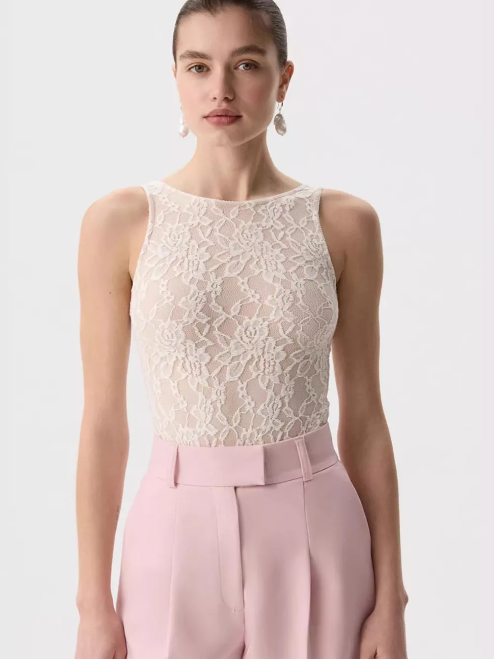 Lace Round Neck Long Sleeve Top, image 10
