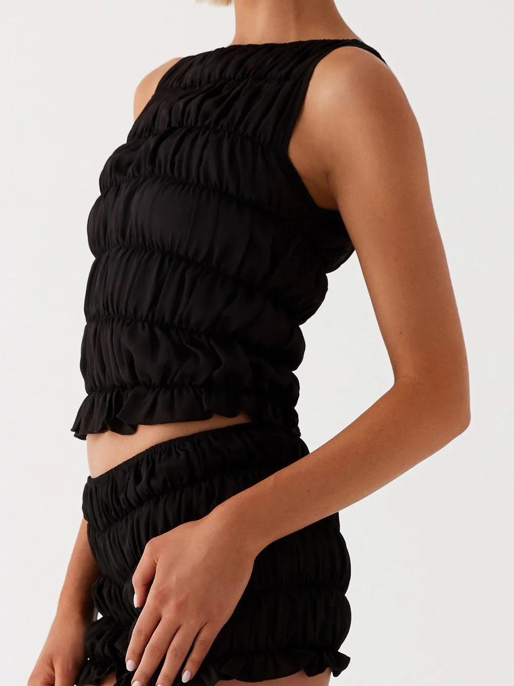 Ruched Texture Tank and Shorts Two-Piece Set, image 8