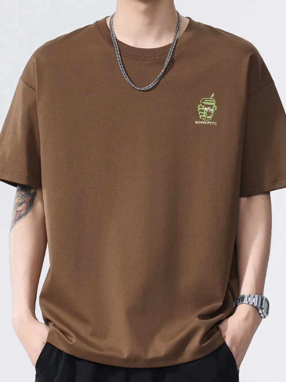 Men's Plus Size Round Neck Short Sleeve T-Shirt, image 2