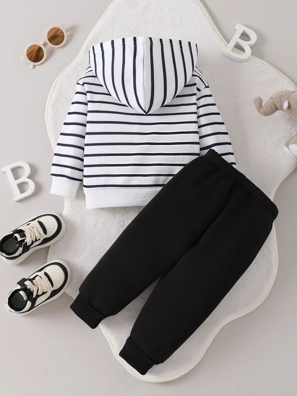 Children's Striped Elephant Hoodie & Pants Set, image 5