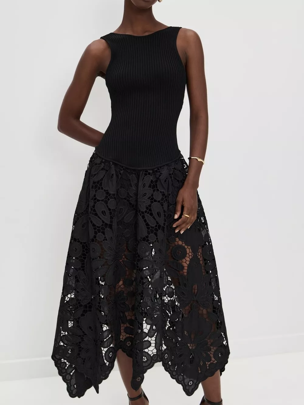 Sleeveless Ribbed Crochet Midi Dress, image 6