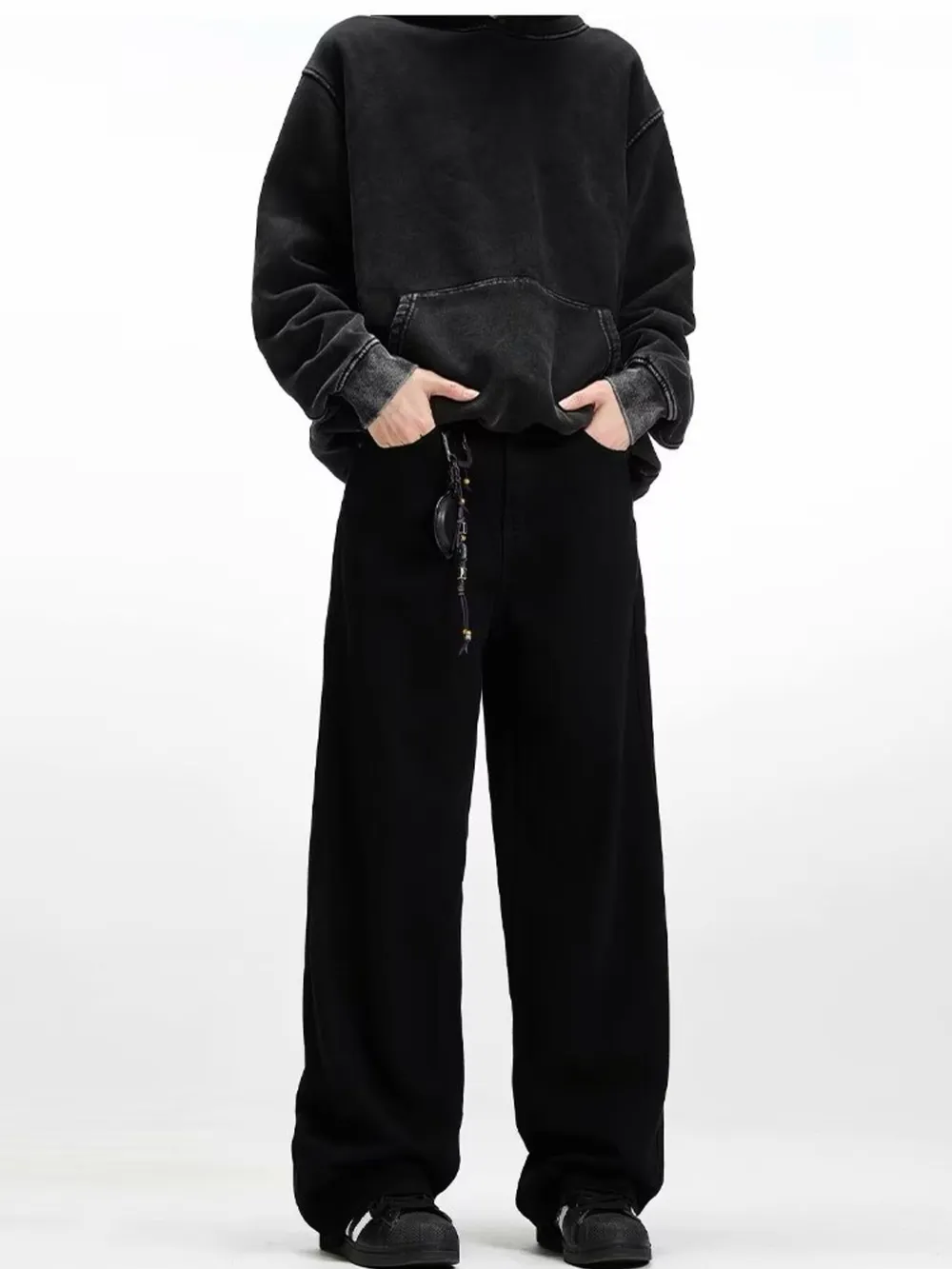 Men's Embroidered Palm Tree Wide Leg Jeans, image 2
