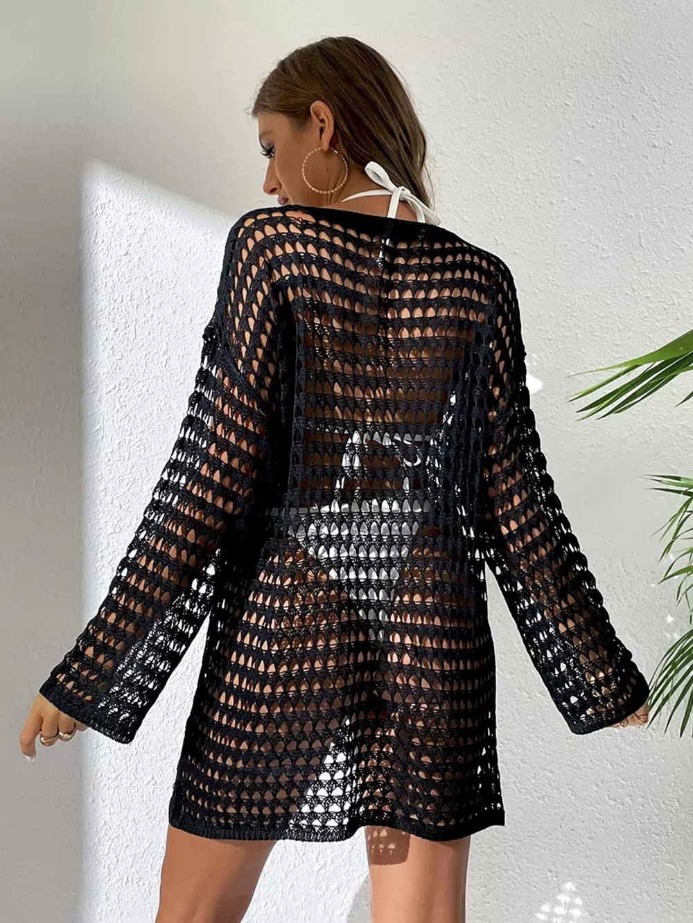 Crochet Knit Long Sleeve Cover-Up, image 15