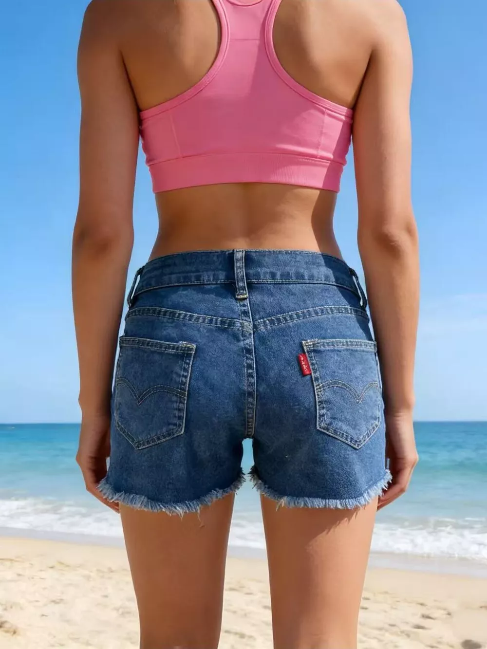 Raw Hem Denim Shorts, image 5