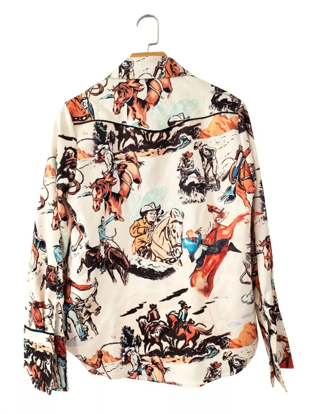 Printed Button Up Long Sleeve Shirt, image 6
