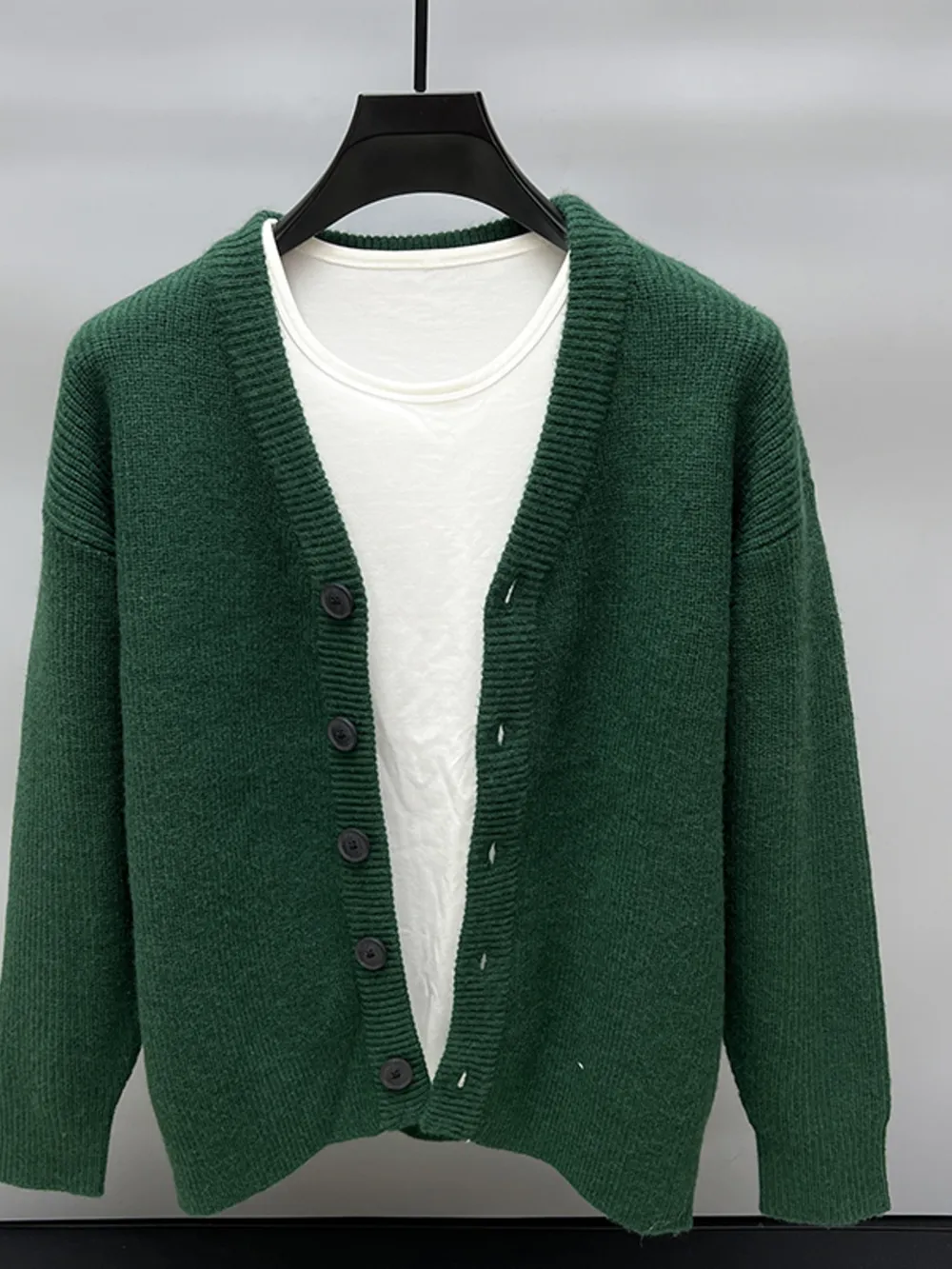 Men's Plus Size Button Up Long Sleeve Cardigan, image 4
