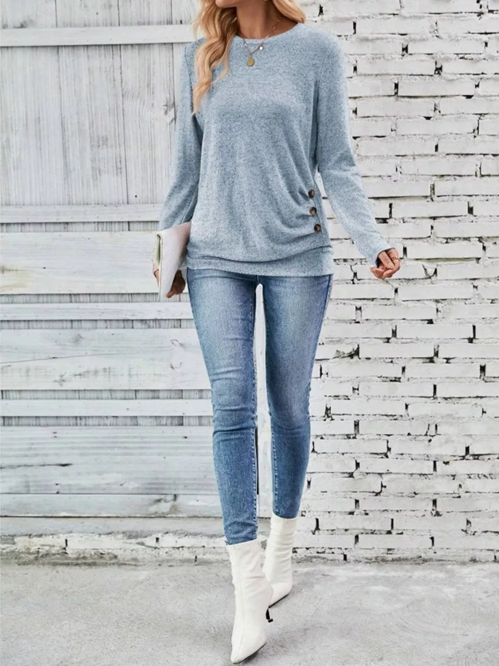 Casual Decor Button Long Sleeve T-Shirt, image 16