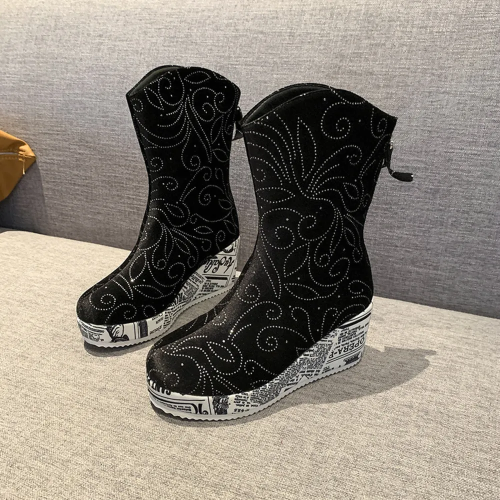 Round Toe Platform Wedge Boots, image 3