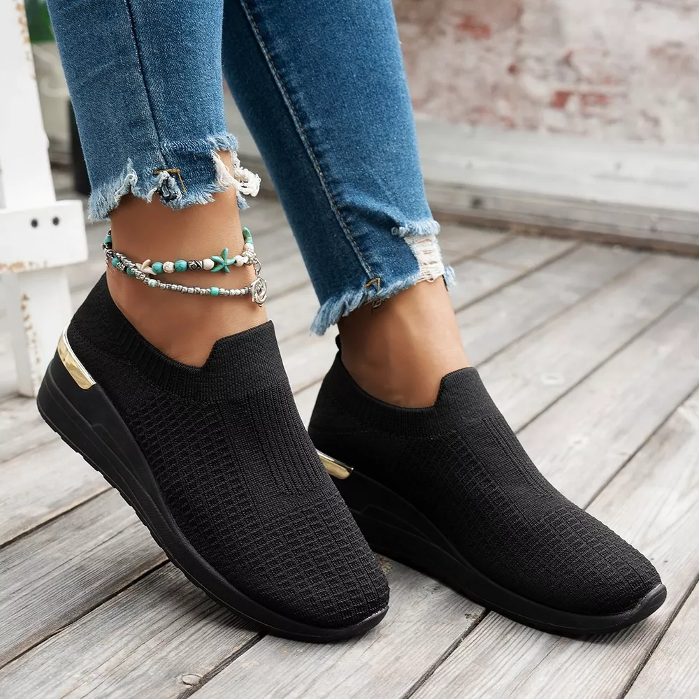 Mesh Round Toe Wedge Athletic, image 2
