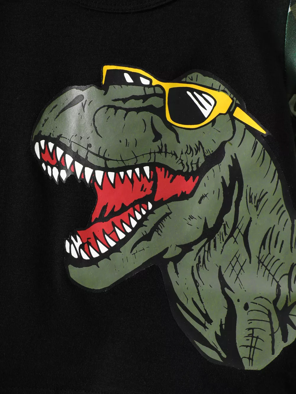 Children's Dinosaur Round Neck Tee and Camo Shorts Set, image 4