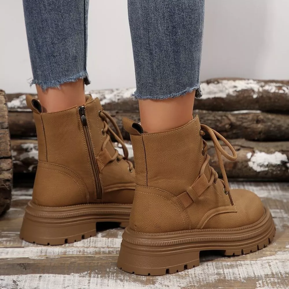 Round Toe Lace Up Platform Boots, image 7