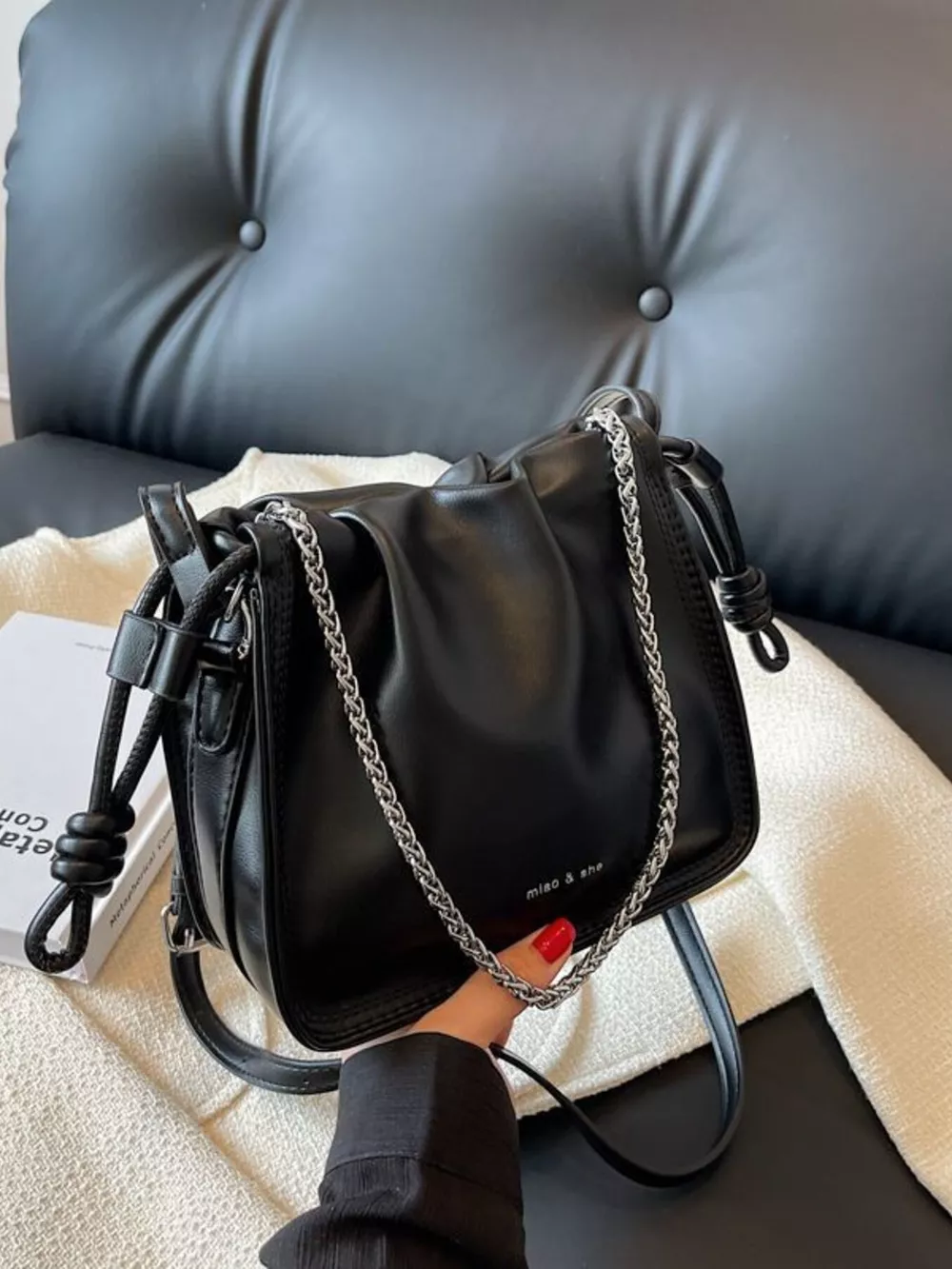 Drawstring Ruched Crossbody Bag
