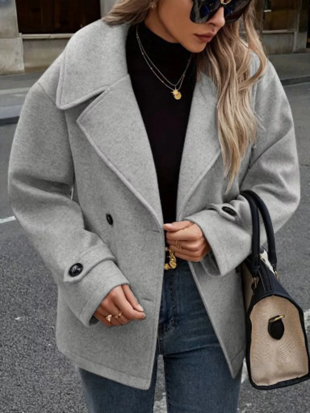 Double-Breasted Wool Blend Casual Jacket