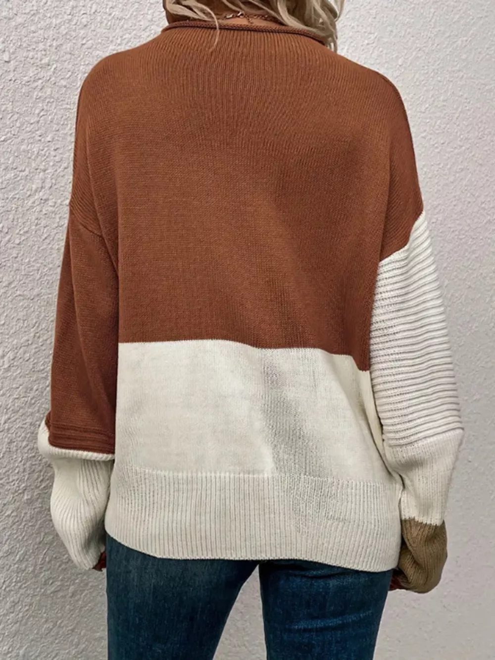 Color Block Ribbed Knit Sweater, image 5