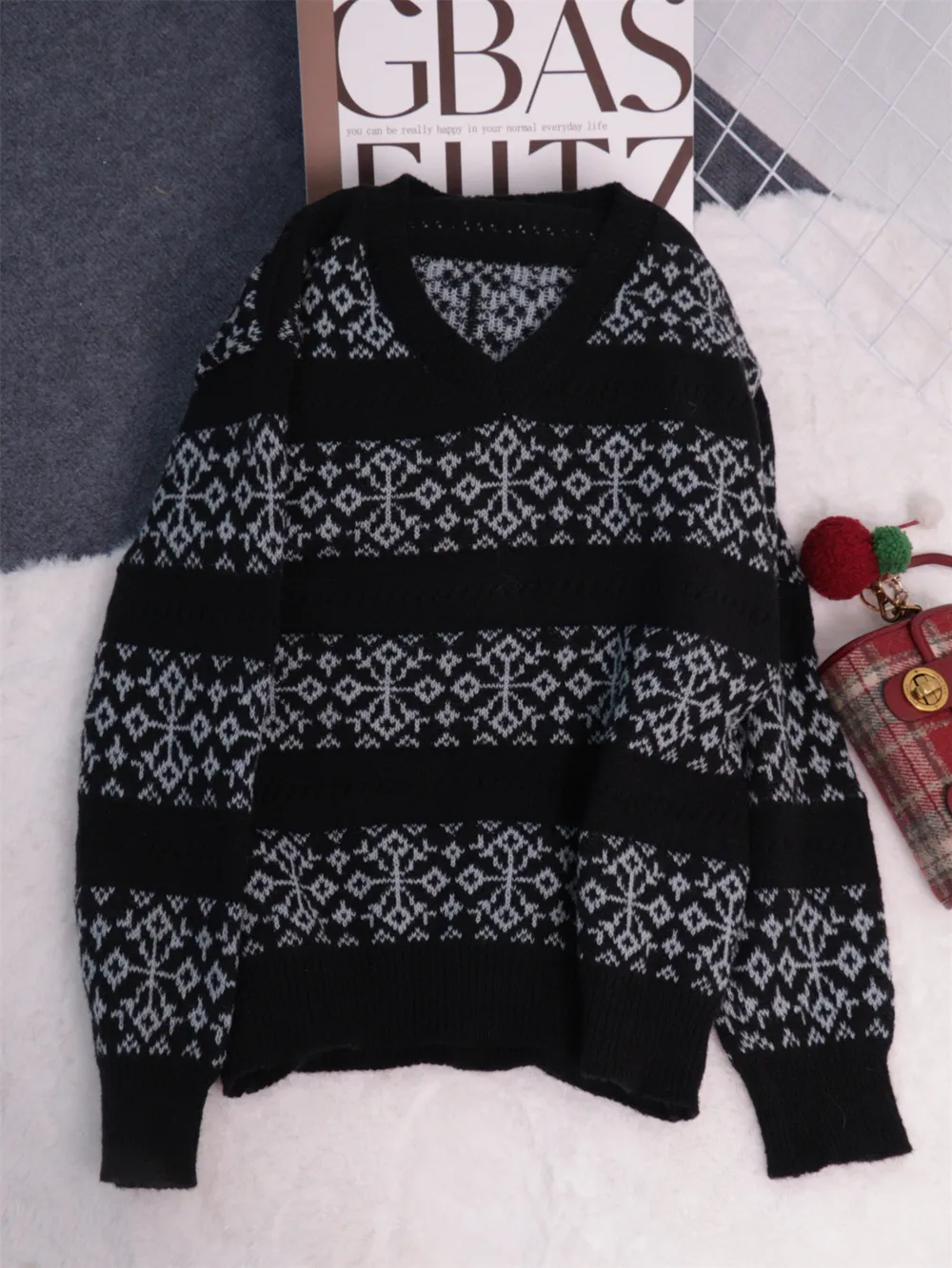 Contrast Ribbed hem Long Sleeve Sweater, image 14