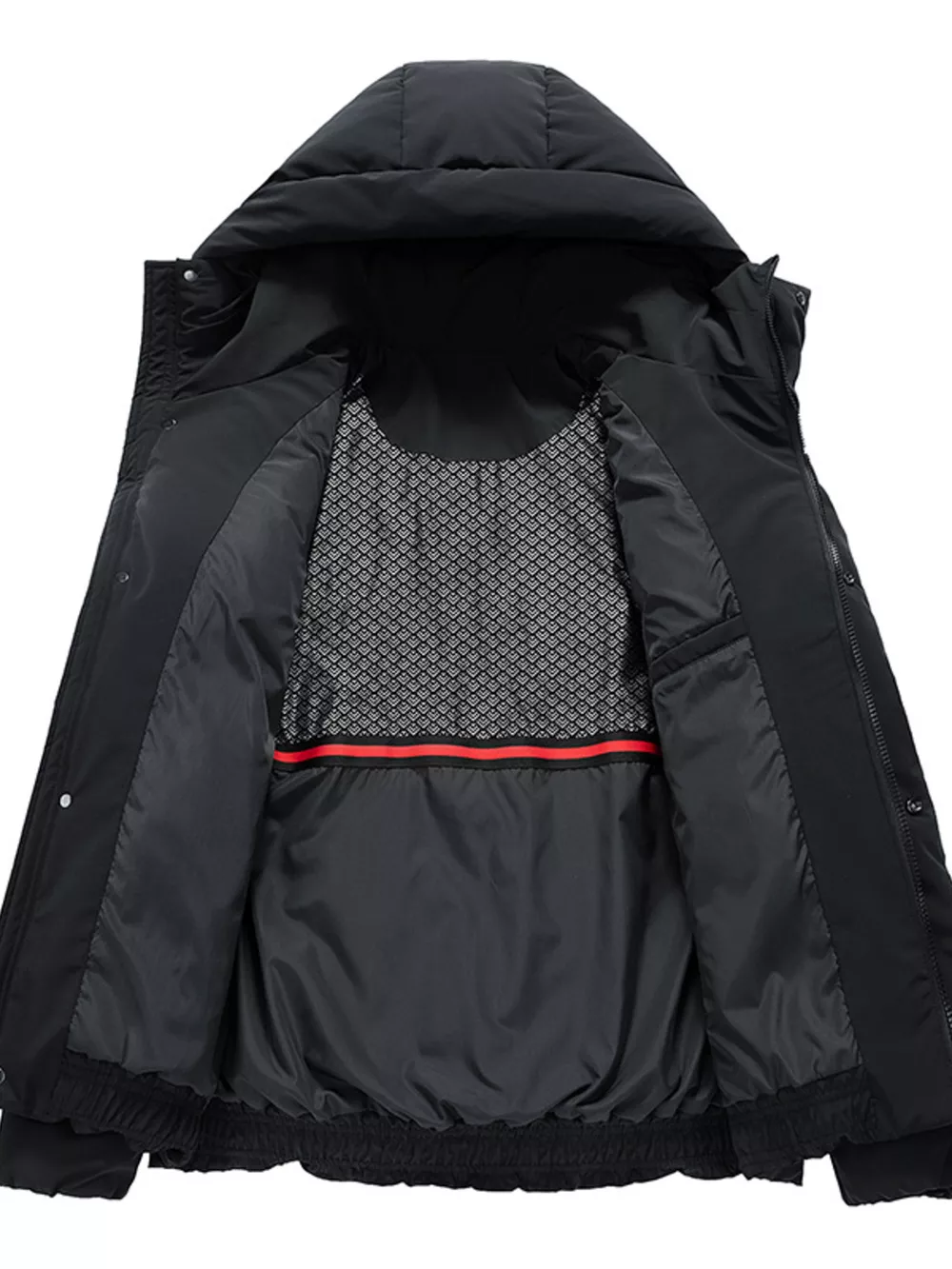 Men's Full Size Hooded Puffer Jacket with Side Pockets Plus Size