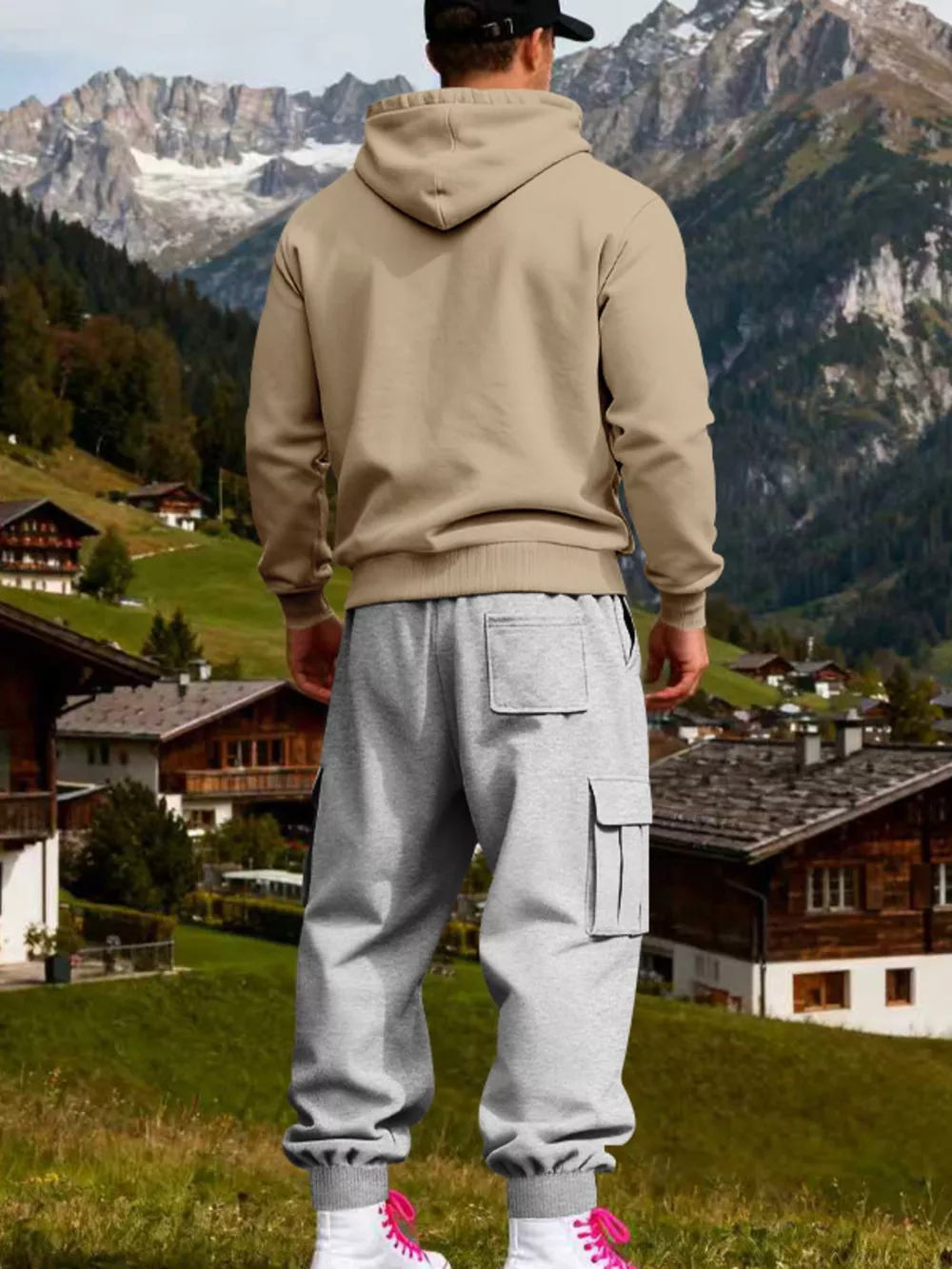 Men's Full Size Kangaroo Pocket Hoodie and Sweatpants Two-Piece Set Plus Size, image 16
