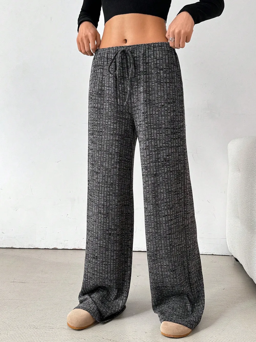 Striped Wide Leg Drawstring Pants, image 28