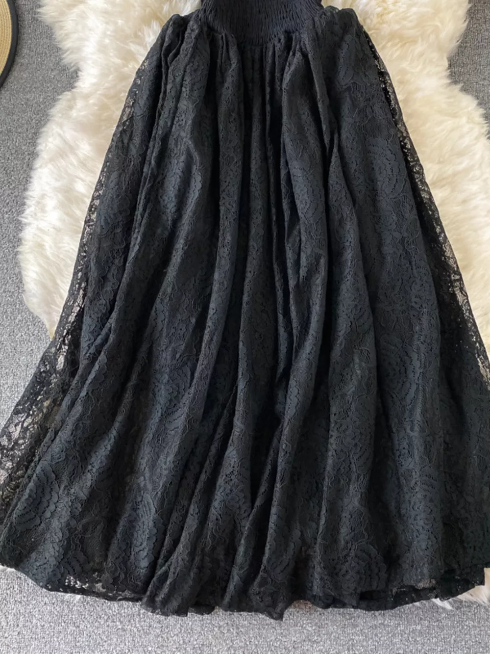 Ruffled Mock Neck Lace Maxi Dress, image 10