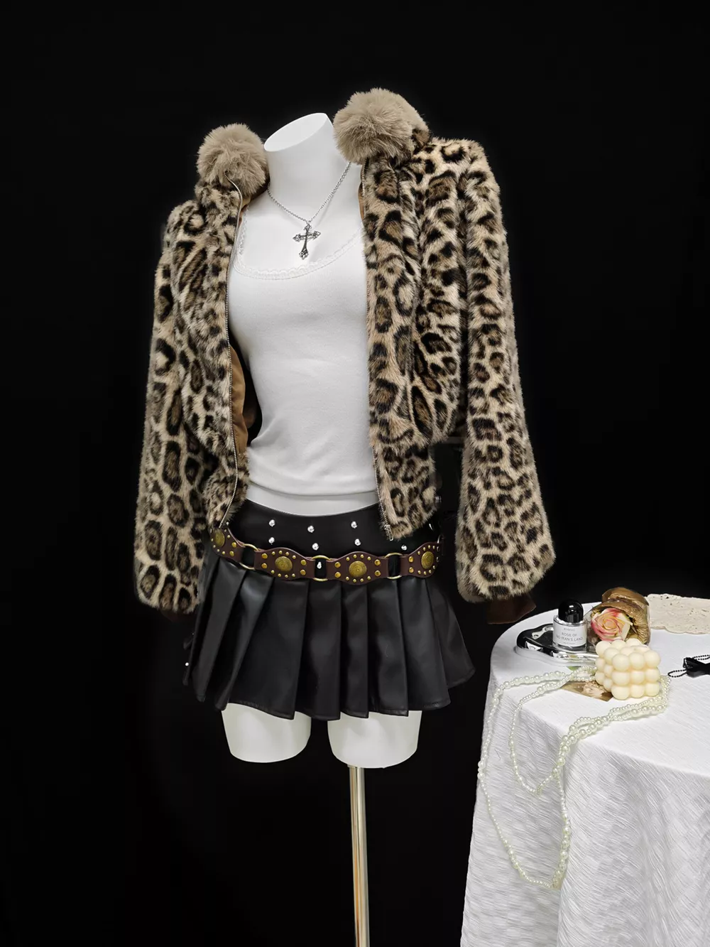 Leopard Faux Fur Hooded Outerwear, image 6