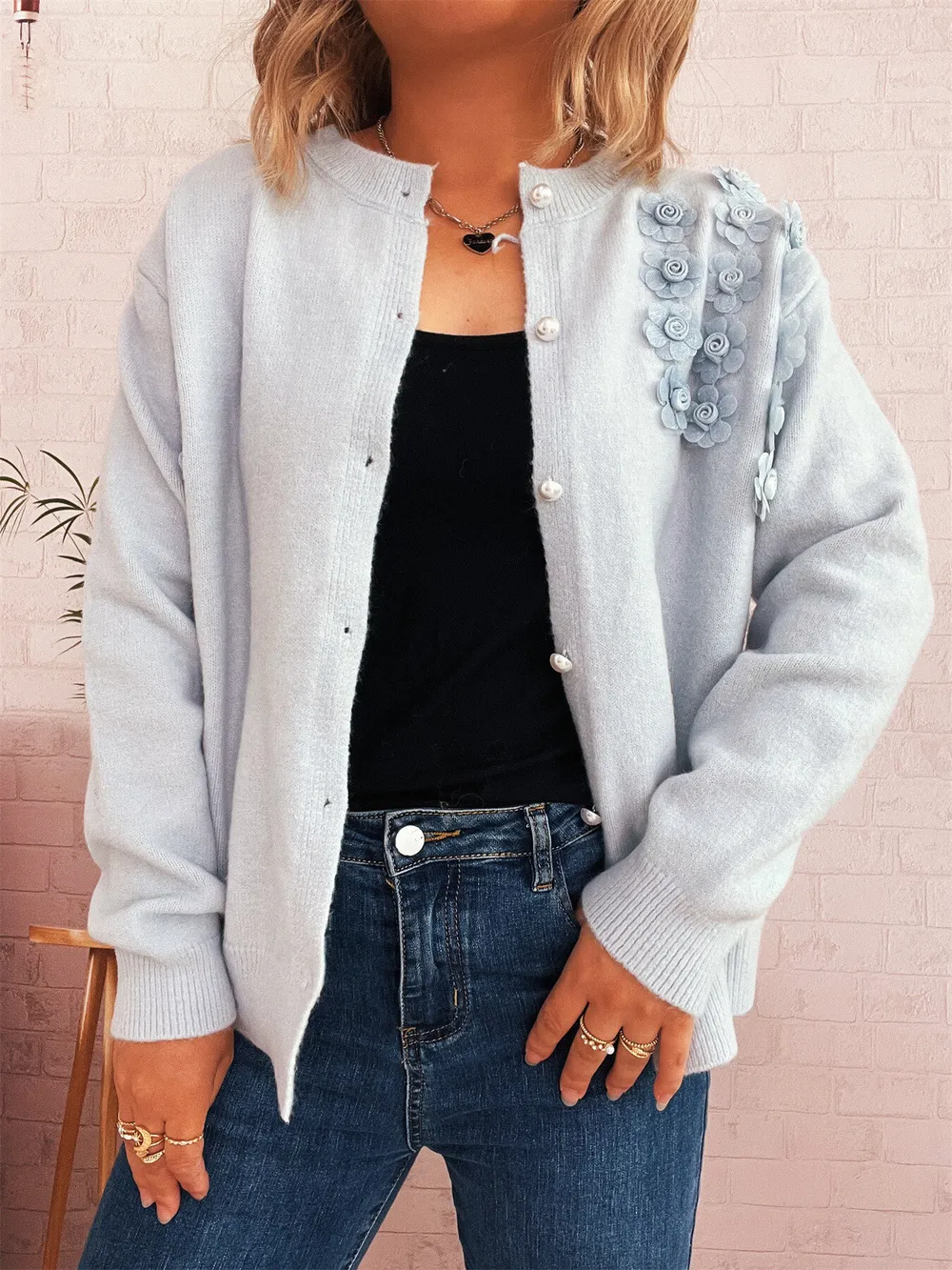 Flower Button Up Long Sleeve Cardigan, image 19