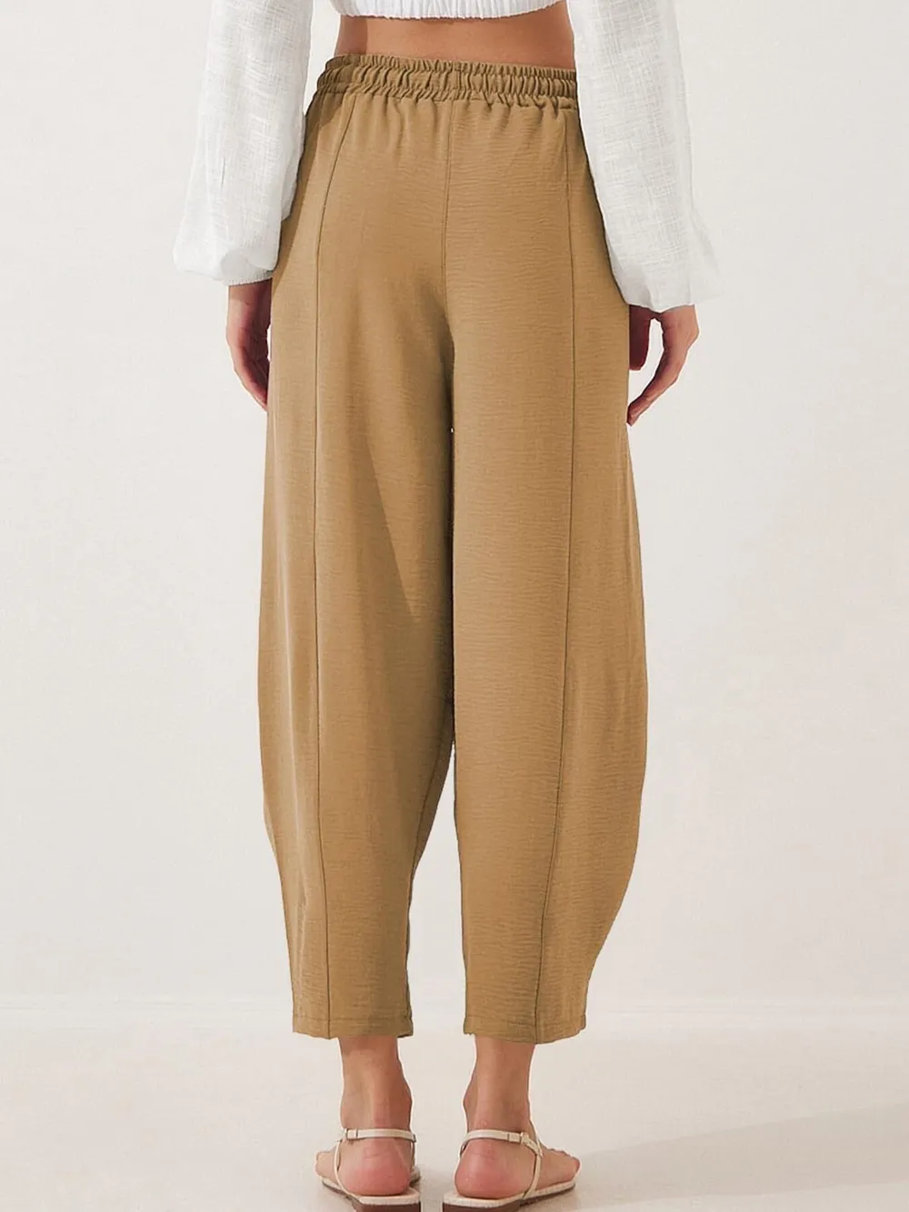 Full Size Drawstring Wide Leg Cropped Pants Plus Size, image 20