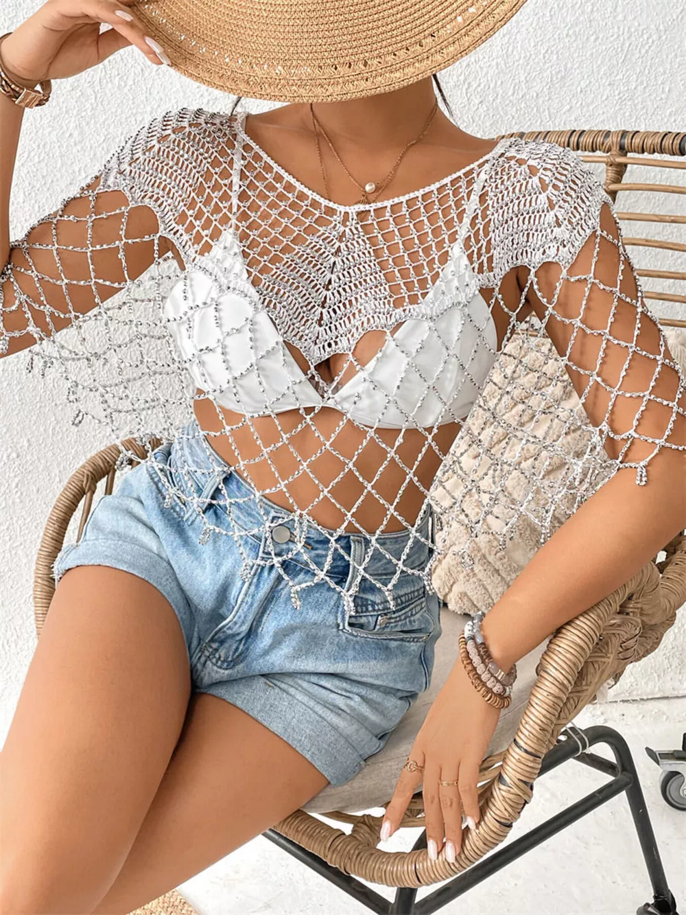 Beaded Crochet Cover Up, image 12