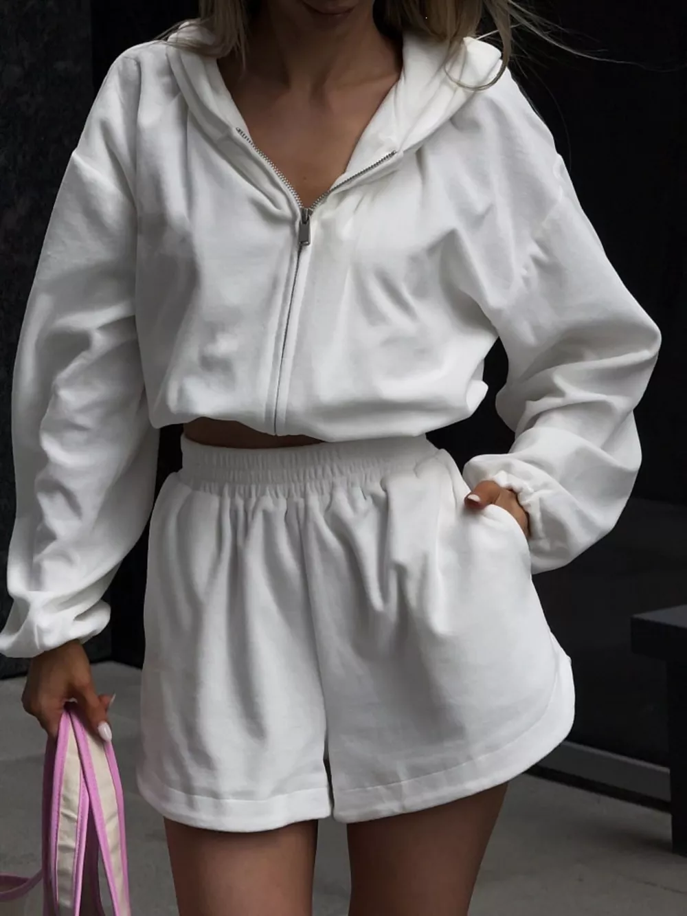 Zip Up Crop Hoodie and Shorts Set, image 20