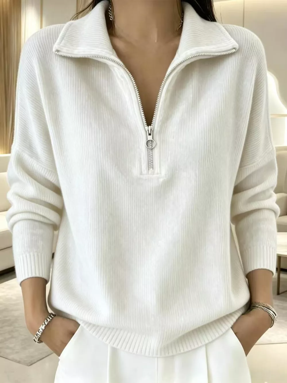 Full Size Corduroy Quarter-Zip Sweatshirt Plus Size, image 4