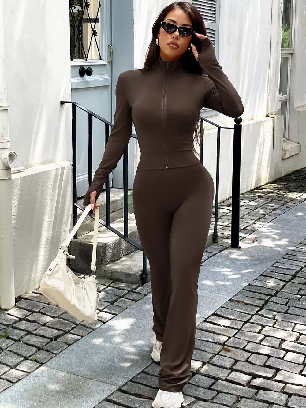 Zip Up Long Sleeve Outerwear and Pants Active Set, image 6