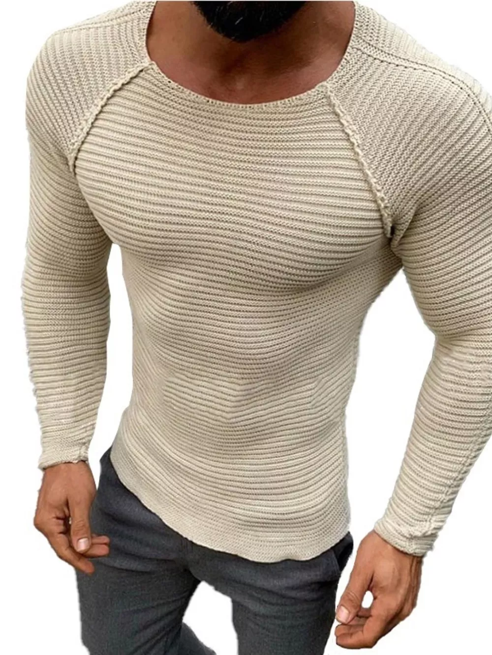 Men's Full Size Slim Fit Long Sleeve Sweater Plus Size, image 3