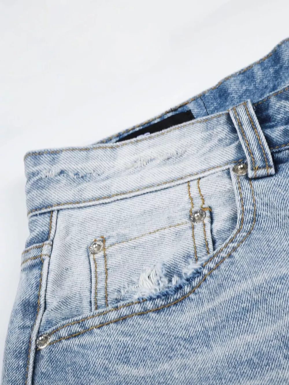 Men's High-Waisted Distressed Denim Capris, image 12