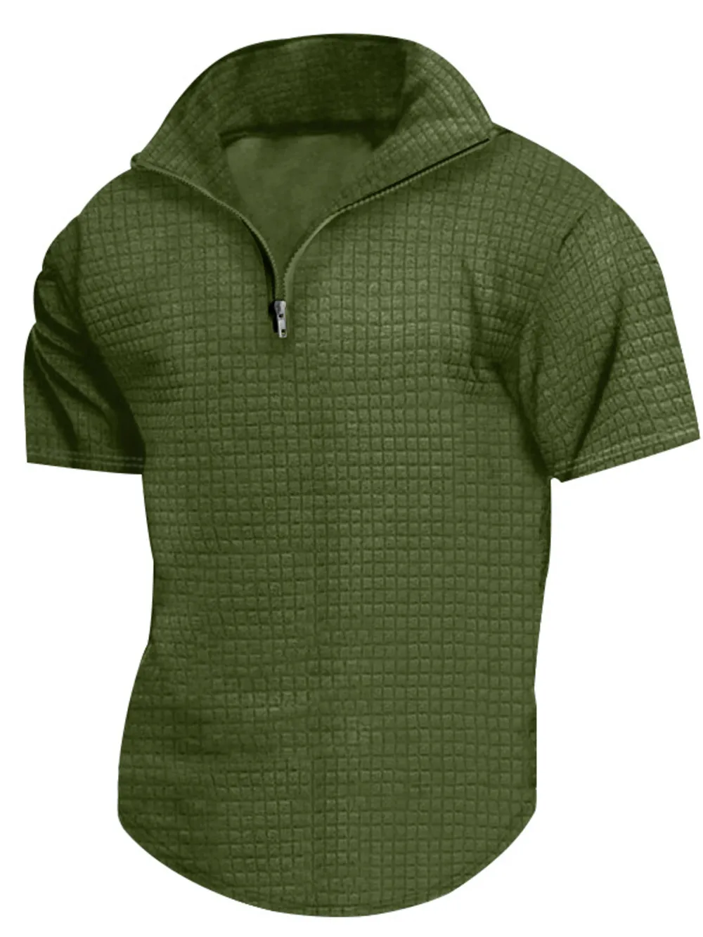 Men's Full Size Zip Collar Short Sleeve Polo Plus Size